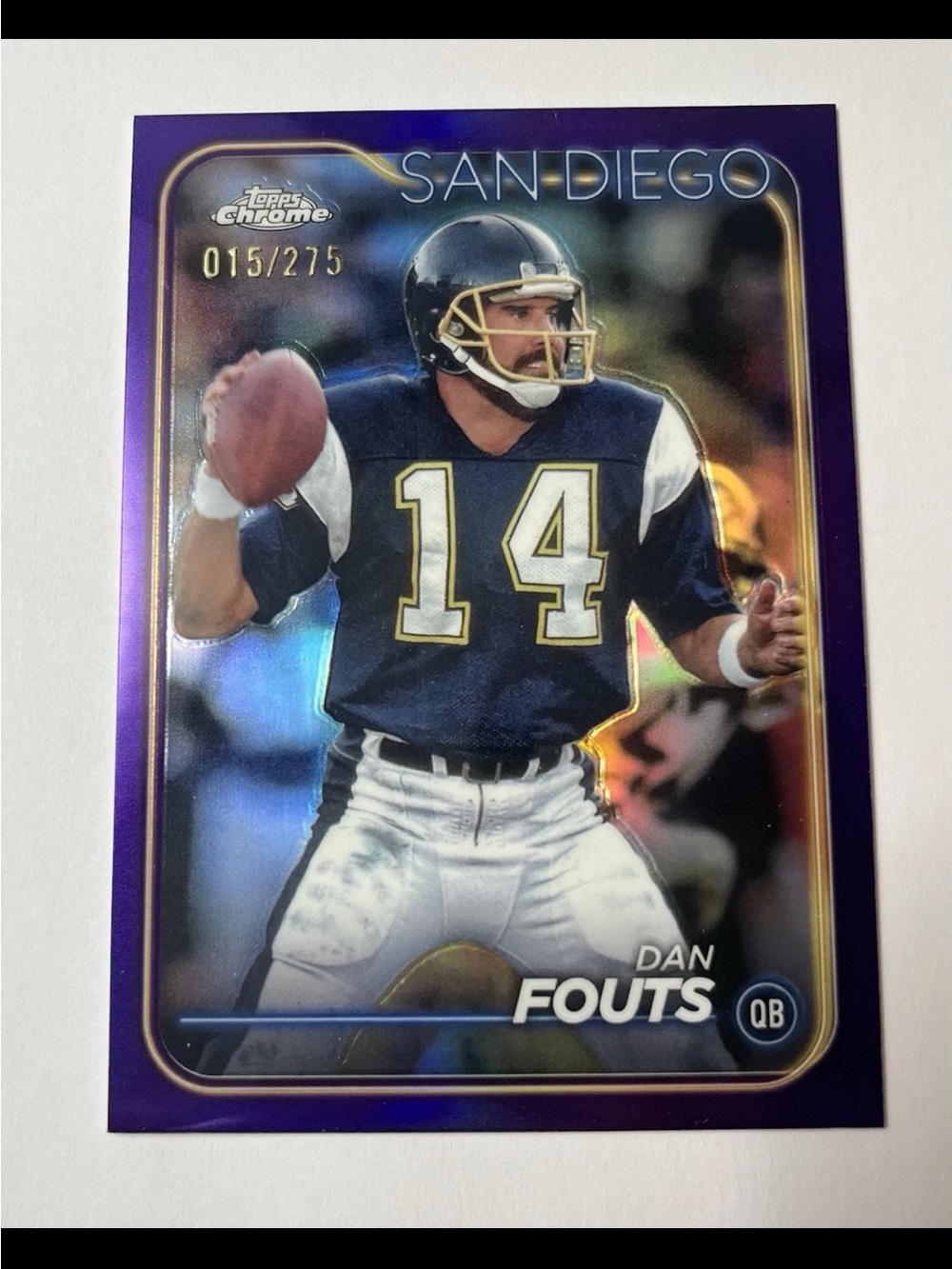 2024 Topps Chrome Sapphire Dan Fouts #172 Purple #015/275 RARE